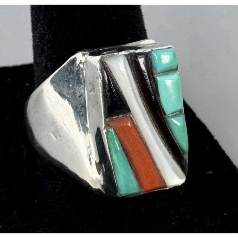 Richard & Geneva Terrazas R&GT Zuni Multicolor Inlay Ring Size 10